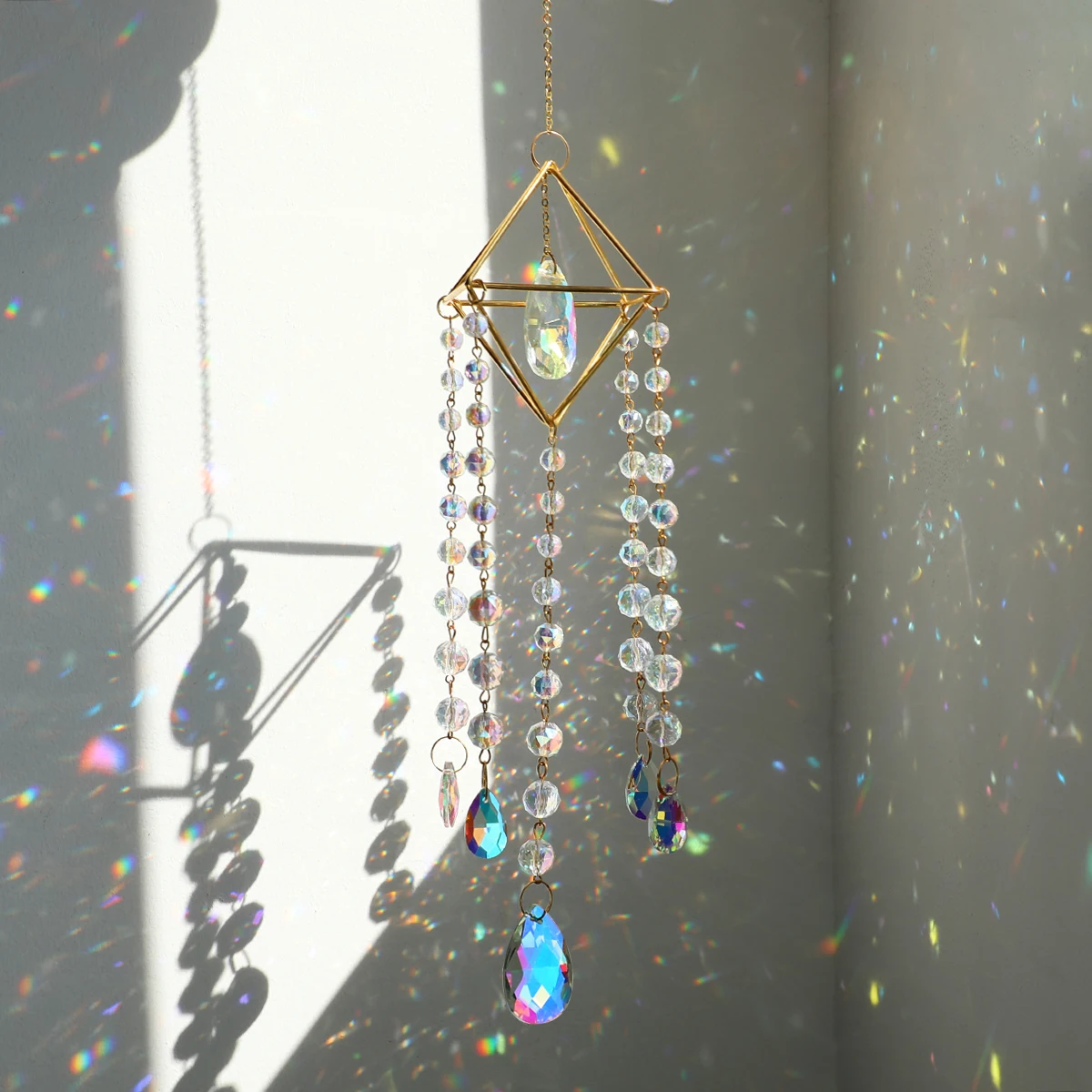 Hanging Crystal Sun Catcher Teardrop Chandelier Crystal Wind Chime Prism  Suncatcher Rainbow Catcher Window Crystal Crafts