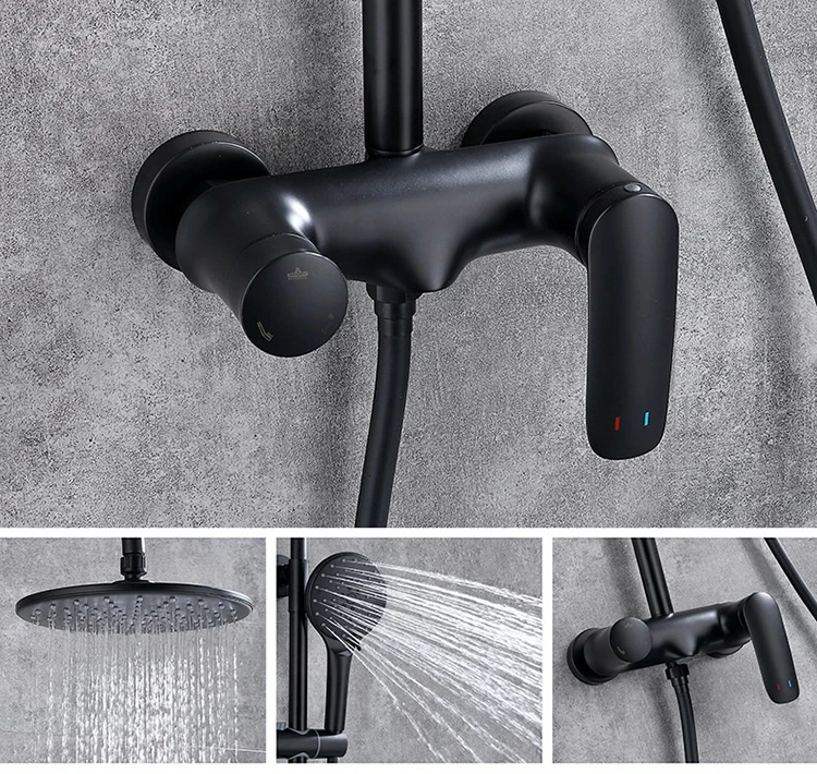 Sistema de ducha tipo lluvia con cabezal de baño de hotel frío y caliente de tres funciones