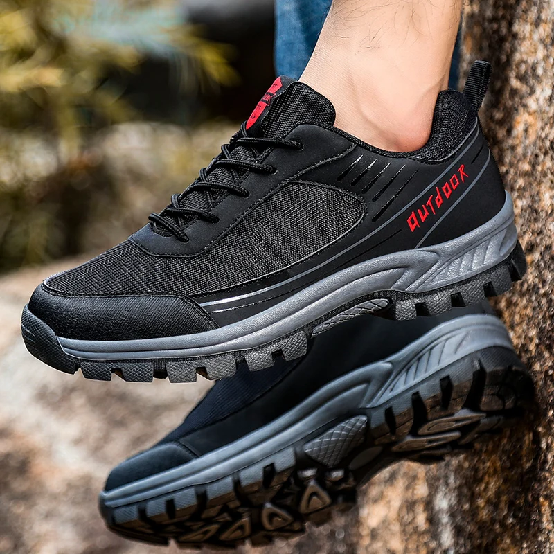 Multifunctional Hiking Shoes for Men Breathable Light Weight Climbing Shoes Slip-on Low Top Outdoor Walking Trekking Jogger Shoe
