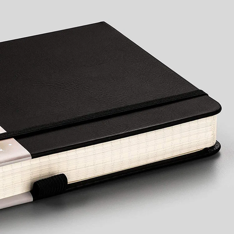 256 Pages A5 Journal Square Grid Notebooks for Work Executive Hardcover Leather Inner Pocket Pen Loop