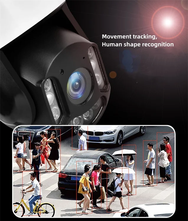 Camhipro 5MP Human Detection AI Auto Tracking 30X Zoom Waterproof Outdoor Wireless Dome PTZ 4G Sim Card CCTV IP Camera