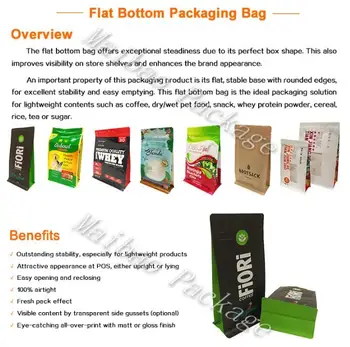 Flat Bottom Stand Up Bag For Protein Powder Packaging