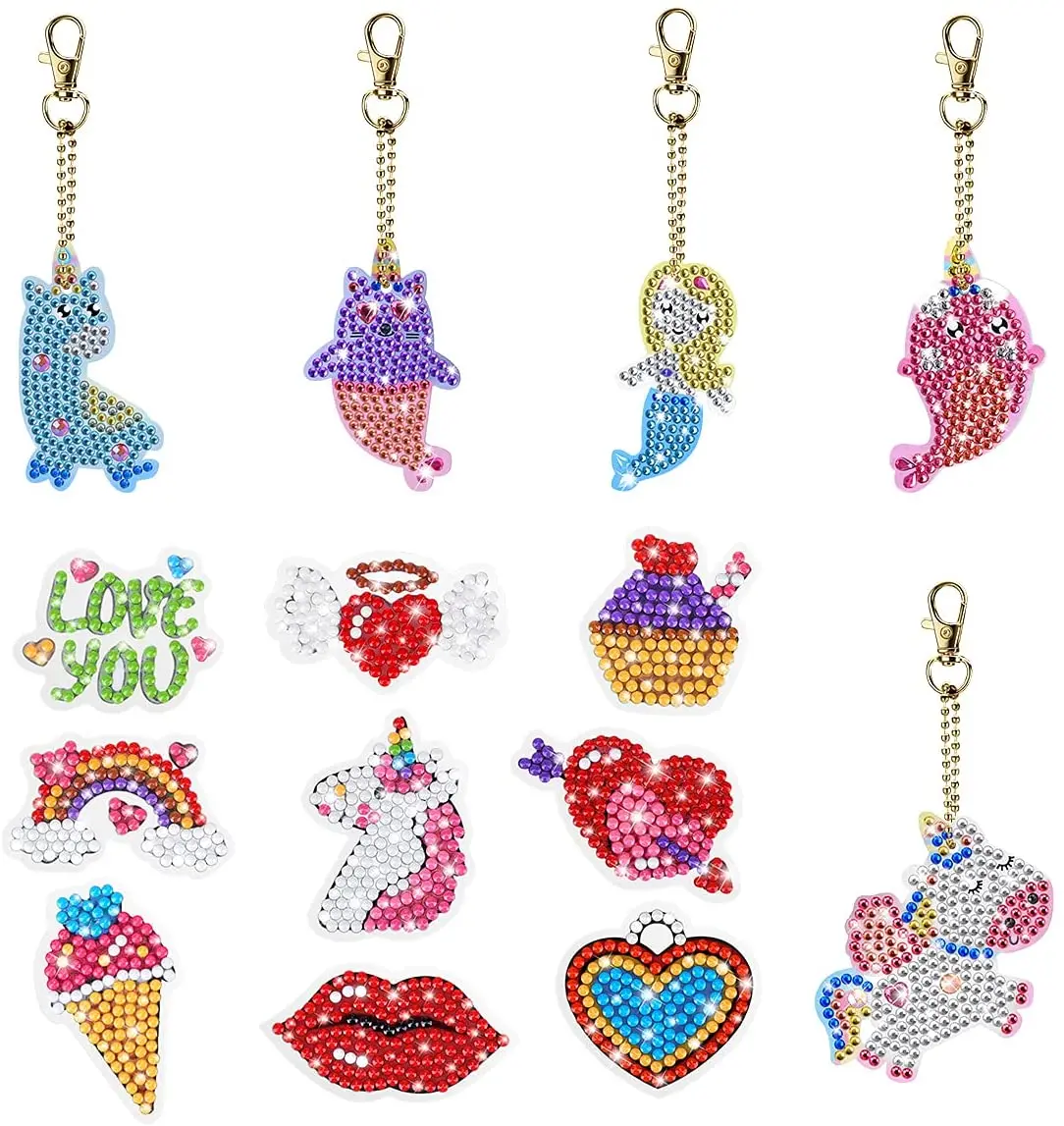 Алмазная живопись, наклейки с драгоценным камнем, брелоки, аксессуары, 5D алмазная живопись по номерам, художественные наборы для девочек, детей