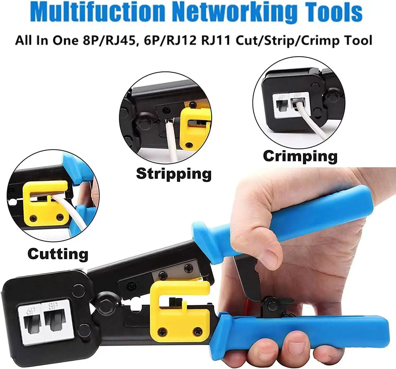 Professional Network Tool Pass Through Cat5 Cat5e Cat6 Rj45 Crimping