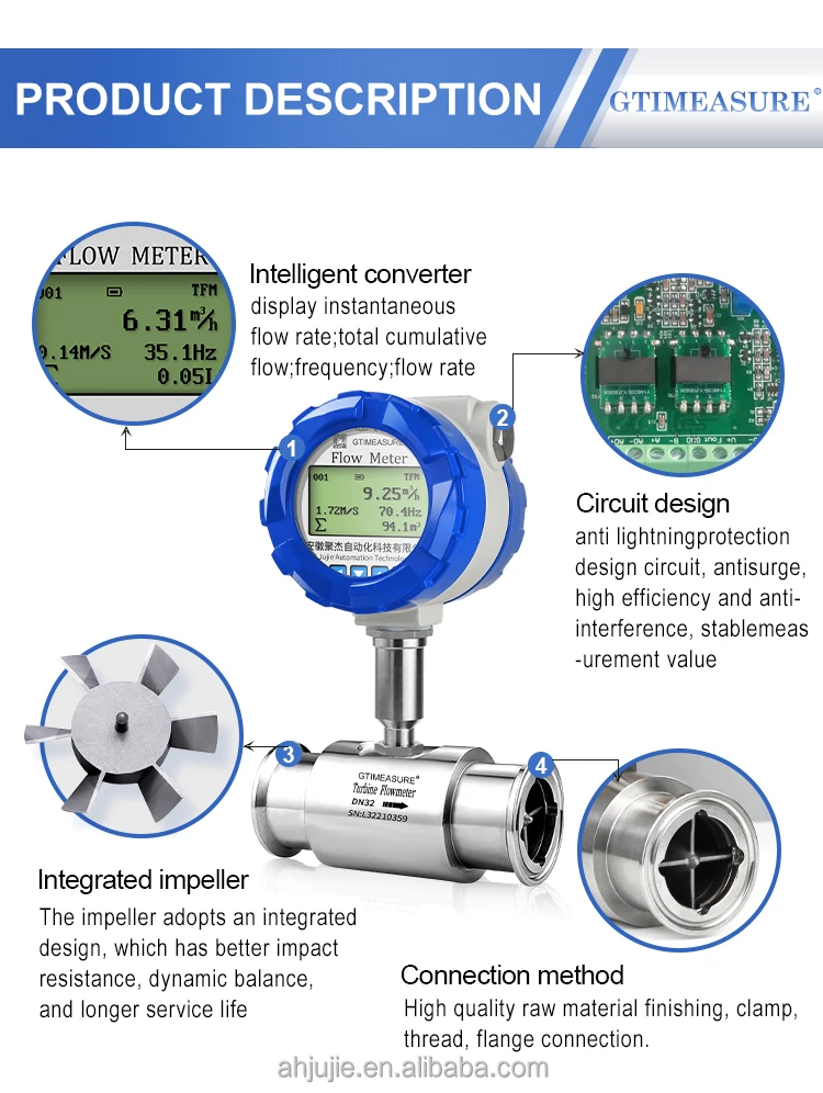 2 3inches Flow Meter 4-20ma Pulse Rs485 Modbus Display Turbine ...