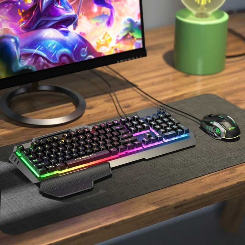 Hoco GM12 Wired Gaming Keyboard Mouse Combo LED RGB Backlit Gaming Keyboard with Gaming Mouse