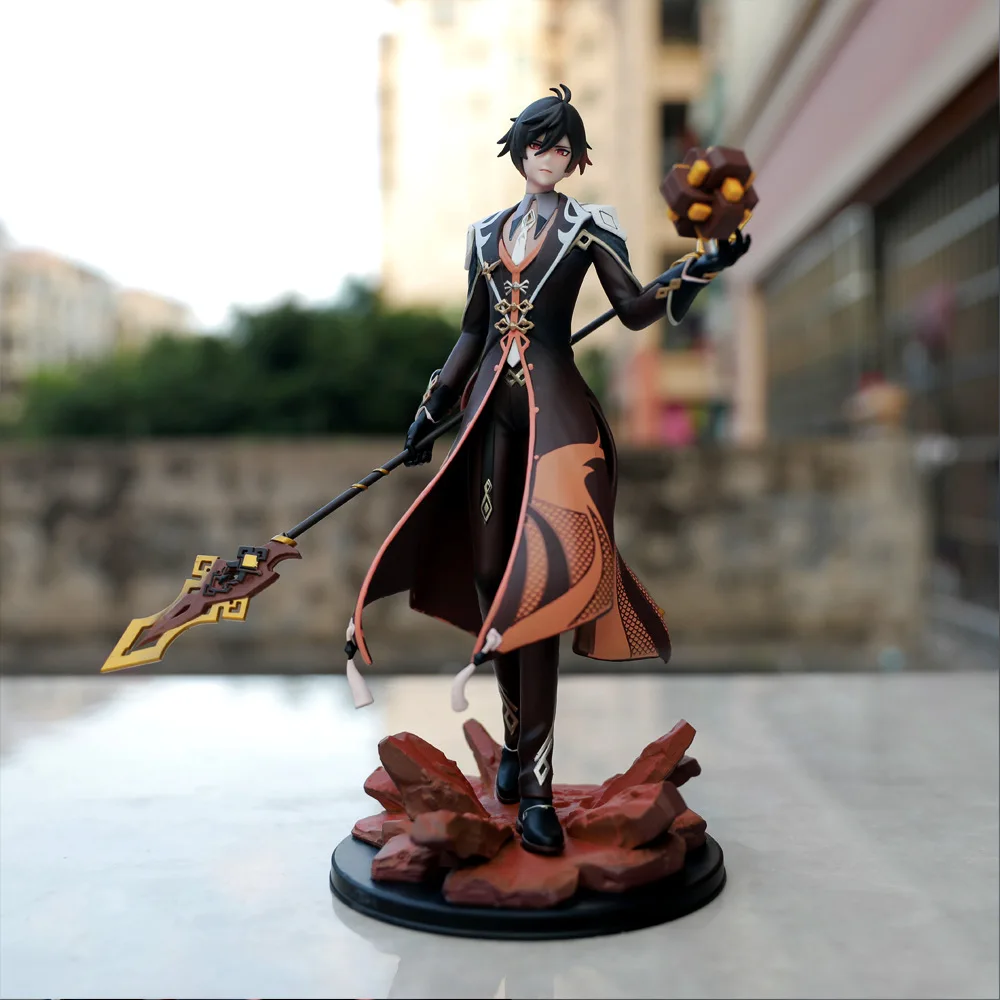 24cm Genshin Impact Anime Figure Zhongli Pvc Action Figure Klee Hu Tao