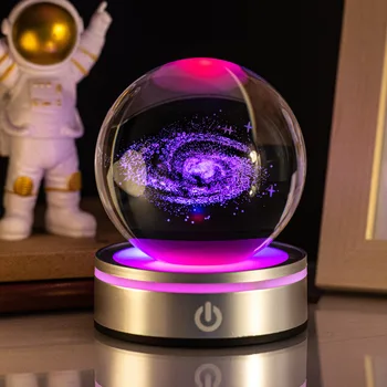 3d Solar System Crystal Ball Multicolor Night Light Deco Lamp For ...