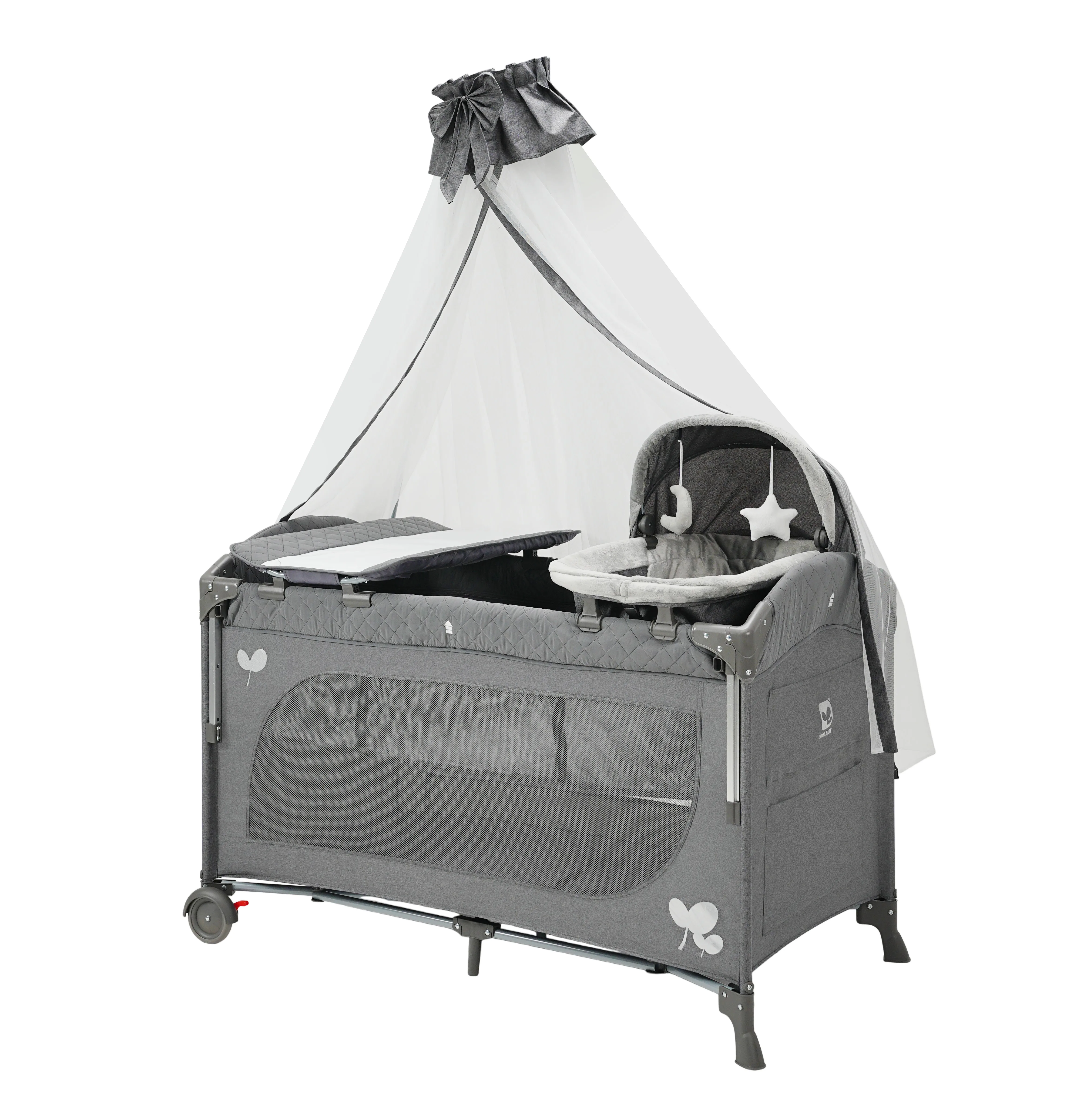 KDD11 Cool Baby High Quality Easy Folding Baby Travel Bed Baby Playpen with Modern Design and High-pole Mosquito Net