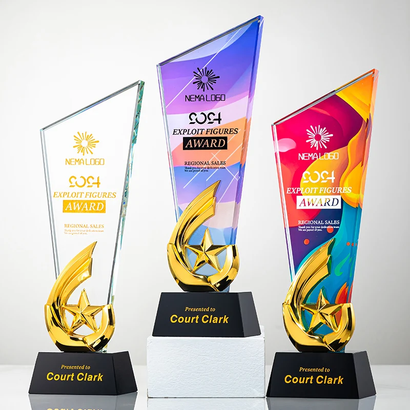 Small Bridge 2025 New Creative Design Events Souvenirs Customized Logo Sublimation Crystal Trophy Award