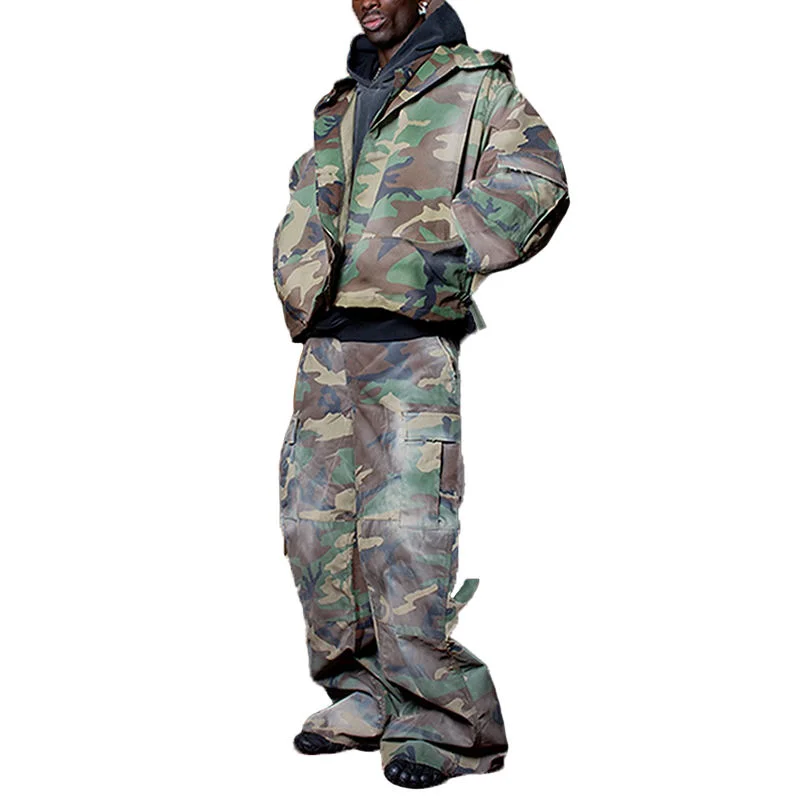 Salati OEM Manufacturers Outerwear Camouflage Work Uniform Hunting Suit Training Jacket & Pant Set Camo Cargo Tracksuit for Men gallery 4