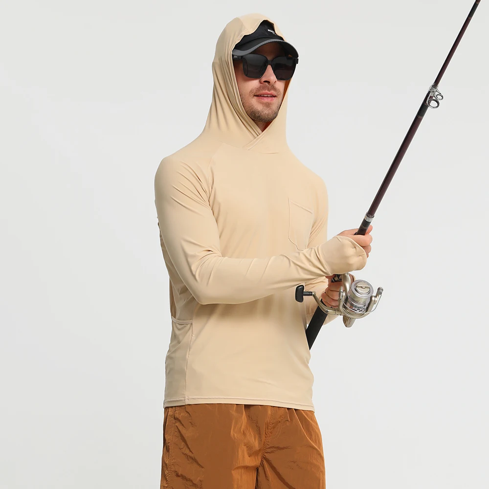 Wholesale Custom Long Sleeve Quick Dry UV Protection Fishing Shirts Performance Hoodie UPF 50+ Hooded Fishing Shirt Wear
