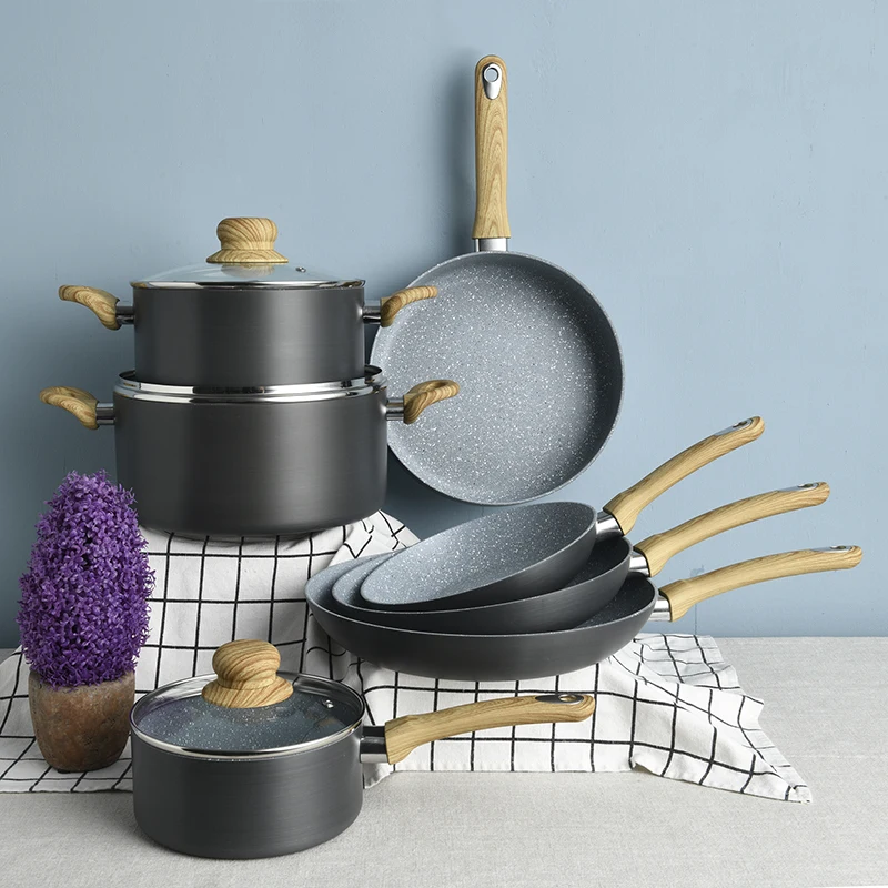 Hard Anodized Aluminum Cookware Set Non Stick Luxury Kitchen Pots And