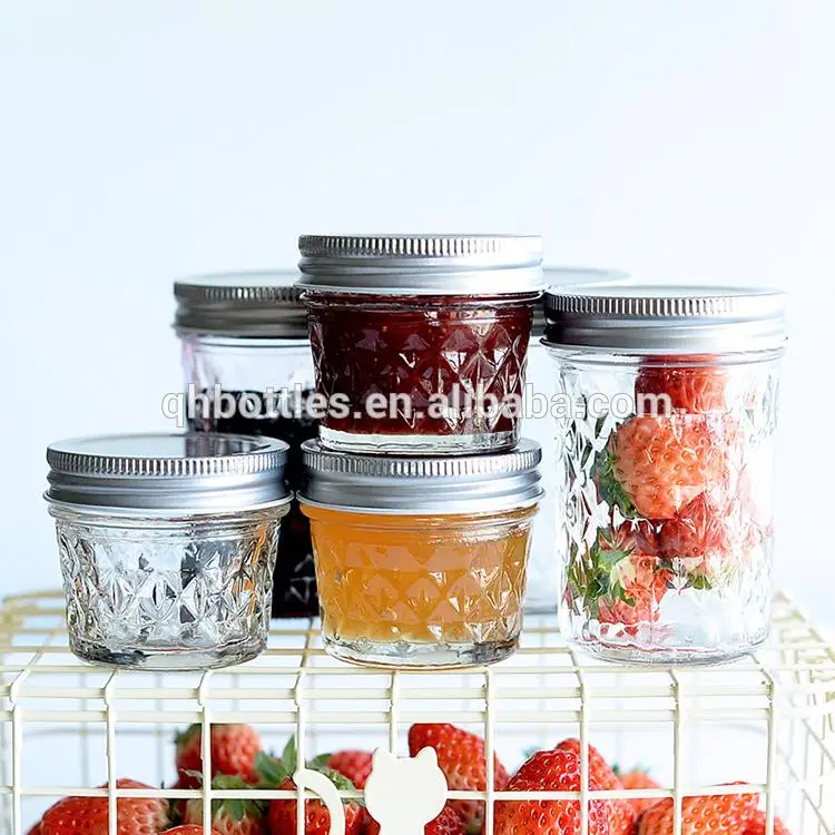 Glass Jam Jars, 12oz (314ml), Pack 36, Blue Check Lids, Jam, Preserves, New  *