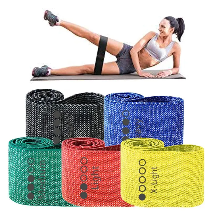 Custom Logo Non Slip New Cotton Fitness Booty Bands Workout Exercise Elastic Fabric Hip Circle Set Glute Resistance Bands