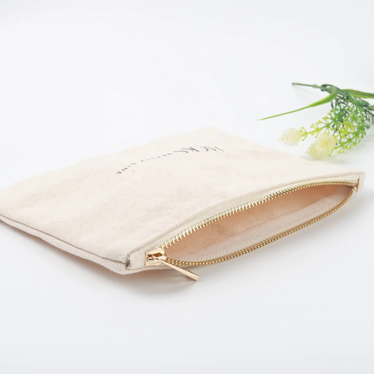 Eco-friendly Cotton Canvas Zipper Makeup Bag Pouch