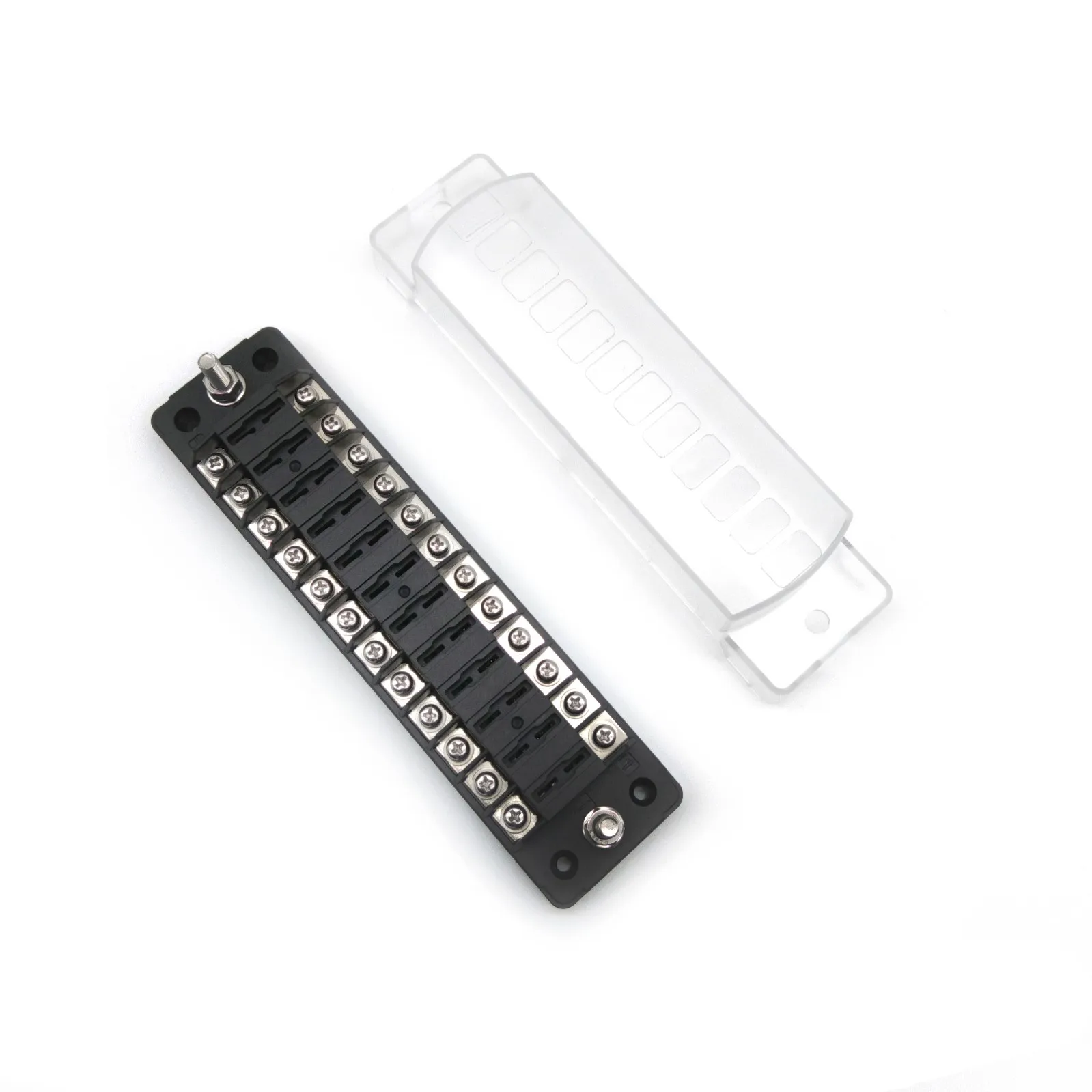 12-Way Fuse Box with Negative Bus LED Indicator Marine Fuse Block Battery Standard Circuit Holder Panel Auto Fuse Box Terminals