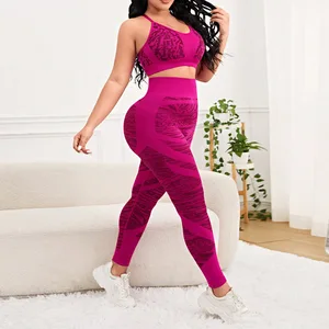 Custom Logo Ribbed Seamless Pilates Gym Trendy Workout Set Plus Size Durable Butt Lift Training Workout Yoga Set