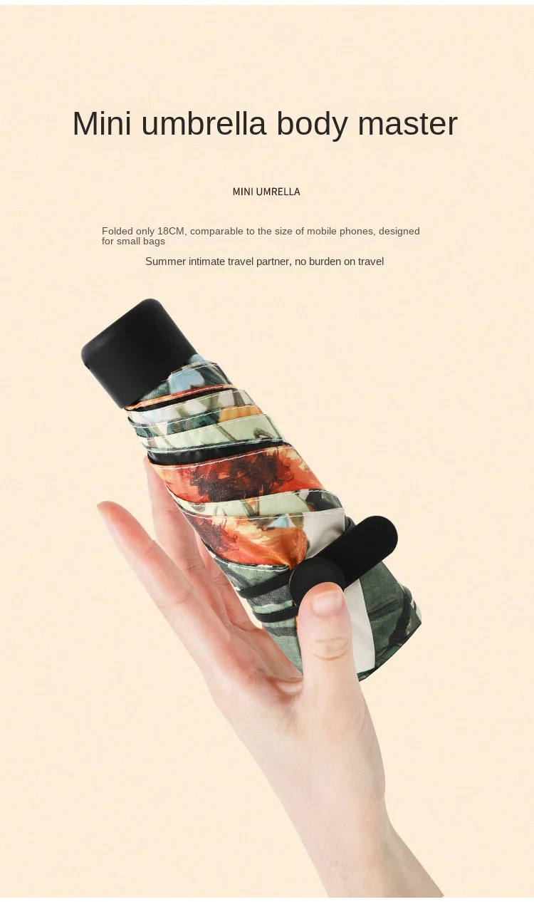 Portable Folded Ultralow-light 5 Folding Umbrella Sunblock Uv Mini Pocket Umbrella