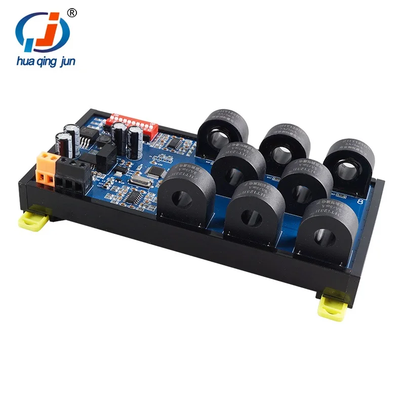 Huaqingjun 8-Channel RS485 AC Current Transformer Detection 0-50A Module Modbus RTU Communication Data Acquisition