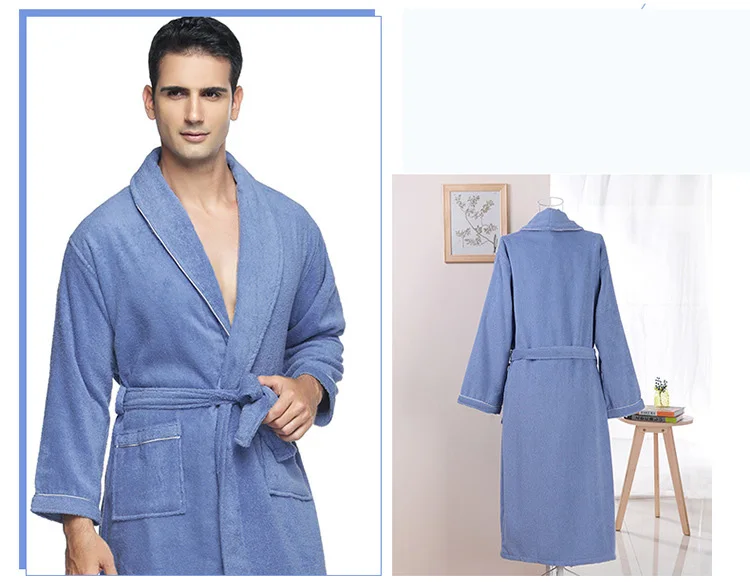 Toweling Terry Robe Unisex Bath Robe Men Night Robe Sleepwear Casual White Home Luxury Plush Bathrobes Custom 100% Cotton Women details