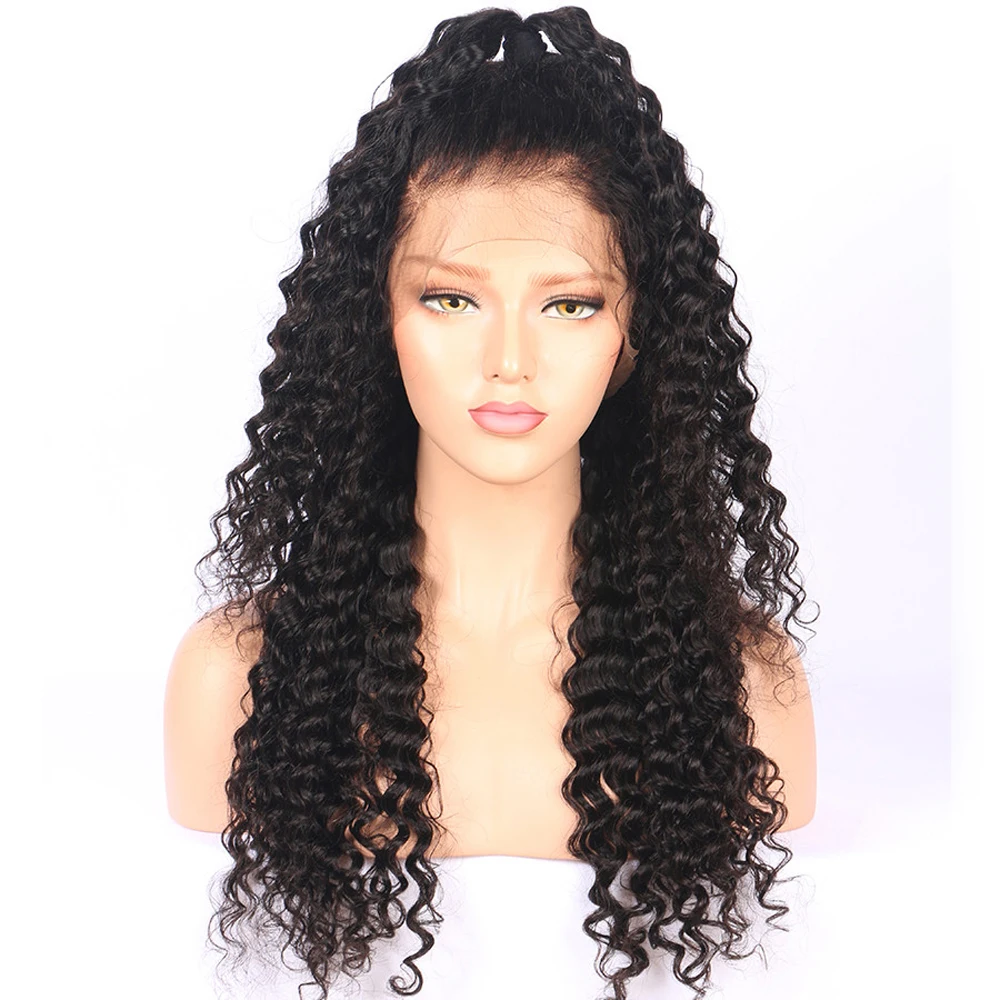 13X4 Deep Wave Transparent Lace Frontal Wig Raw Cambodian Hair Glueless Hd Lace Glueless Deep Wave Human Hair Wig Deep Curly Wig 13x4 HD  main image 2