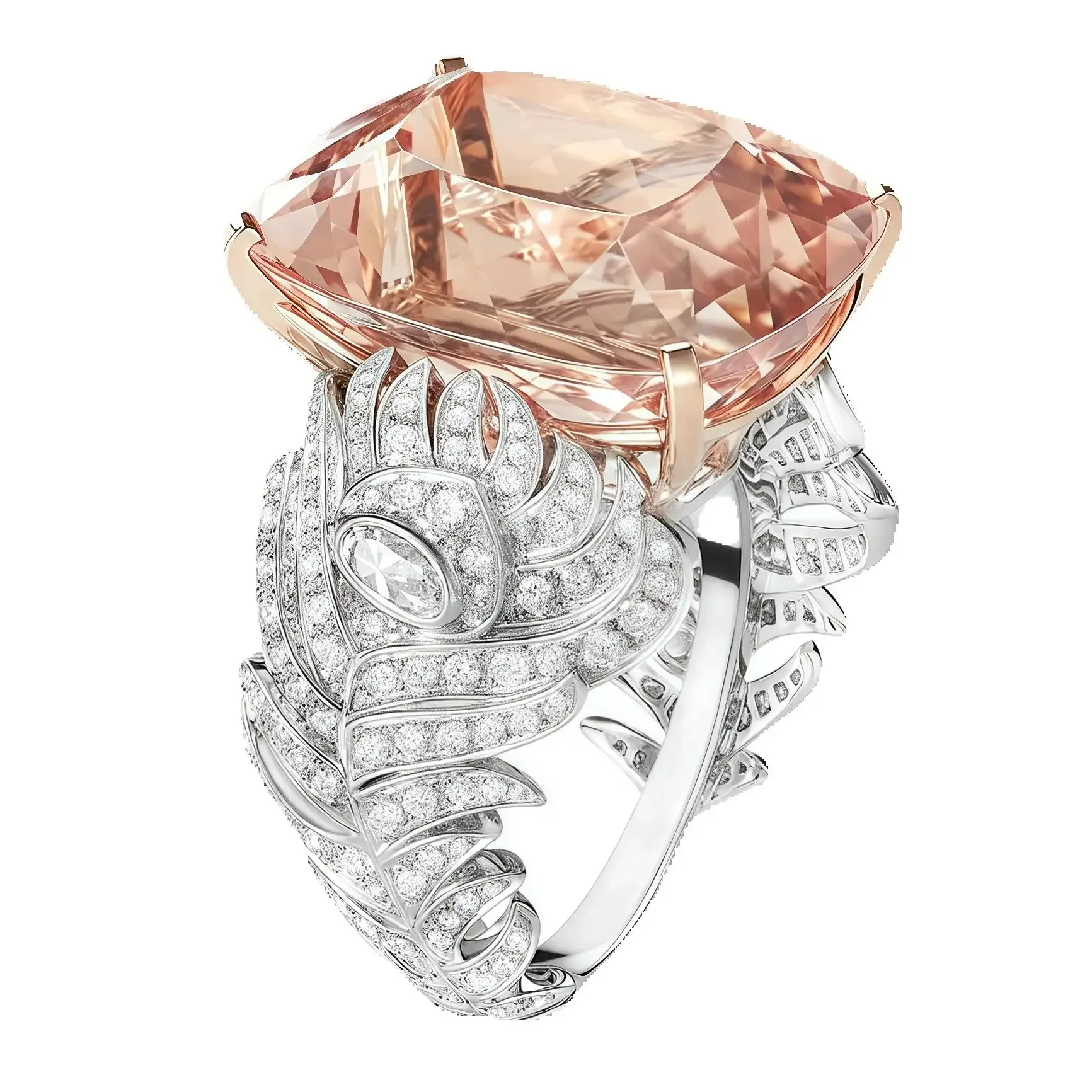 MUSHAN Jewelry Factory 925 Sterling Silver Rings Woman Wedding Bands High Carbon Diamond Synthetic Morganite Gemstones Ring