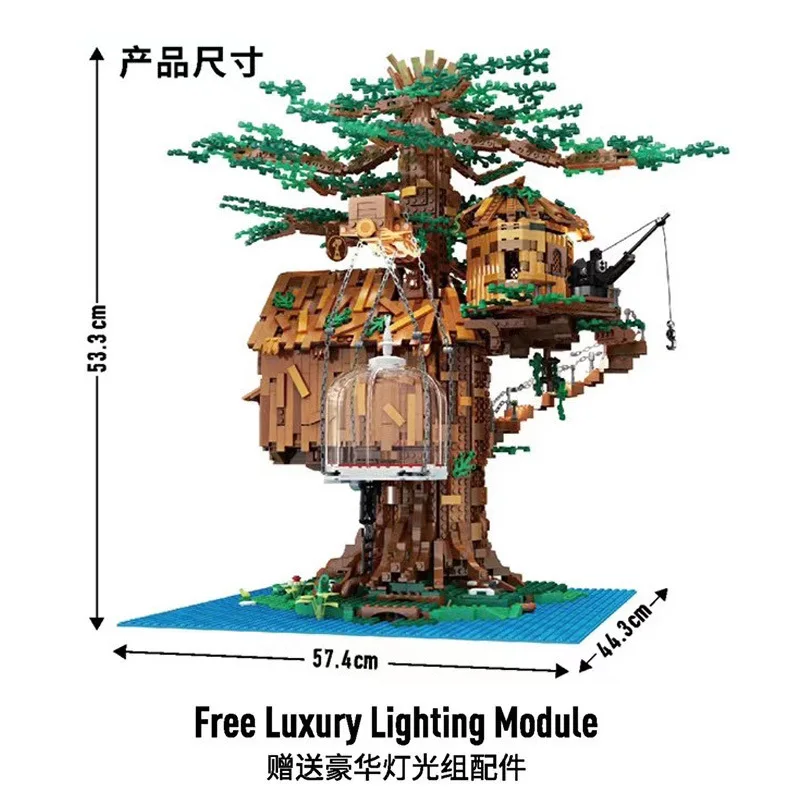 Create Expert Ideas with Lights Tree House 16033 21318 11364 Model Building Blocks Bricks for Kids Christmas Gifts