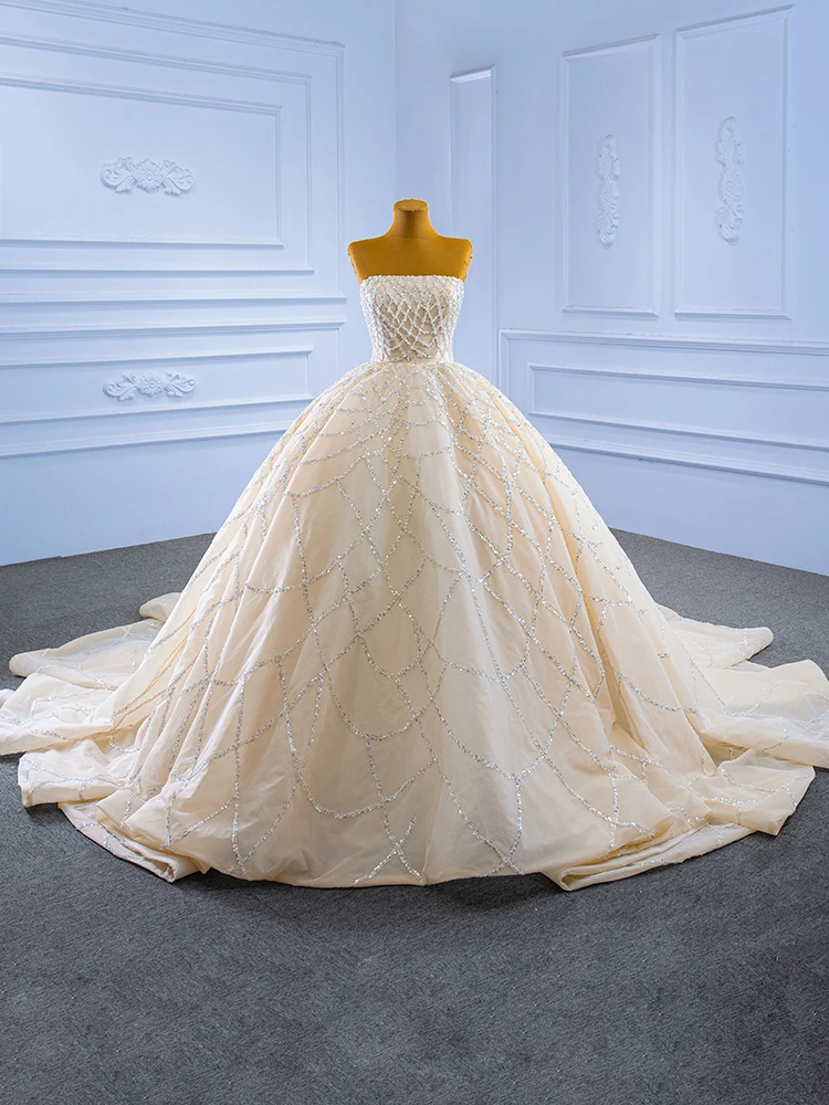 slim fit dress slacks Champagne Wedding Dress Long Bridal Gown and Plus Size By MQ2072 main image 0