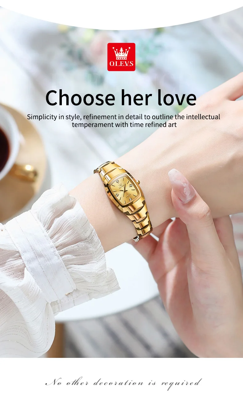 OLEVS 7006 Charm Fashion Couple's Watch Square Classic Stainless Steel Bracelet Women and Men Wrist Watch Reloj Waterproof Watch