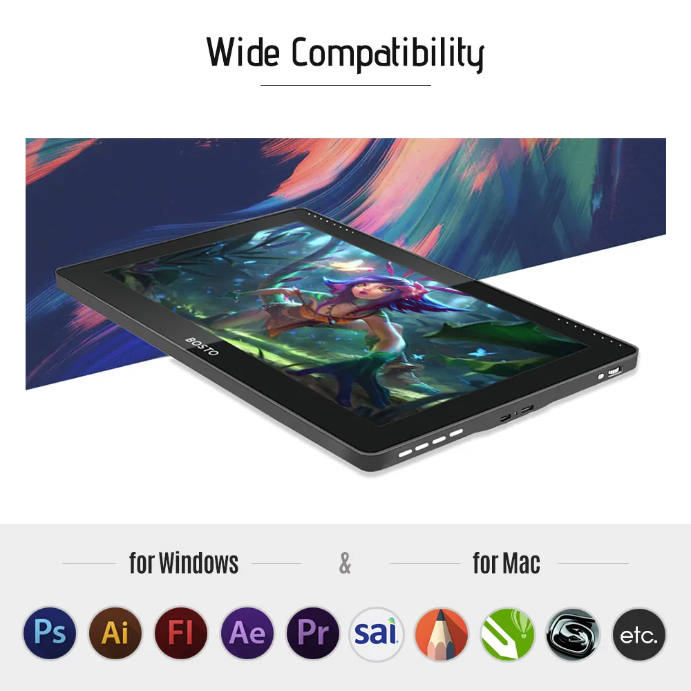 Bosto 16hd Touch Screen Graphics Drawing Tablet Display