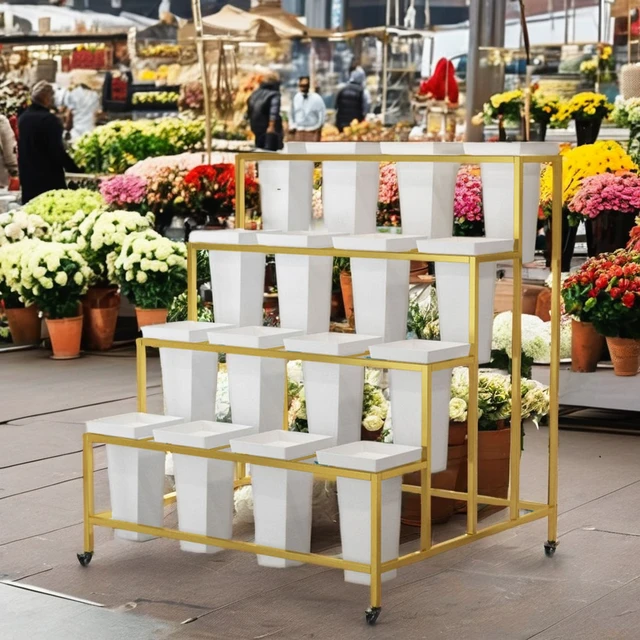 New Arrival Galvanized Metal Flower Display Stand Floor Rack for Flowers and Florists Tool Bucket