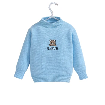 Most Popular In 2024 Baby Sweaters Cartoon Bear Embroidery Logo Baby Clothing Set Knitted For Girls Clothing