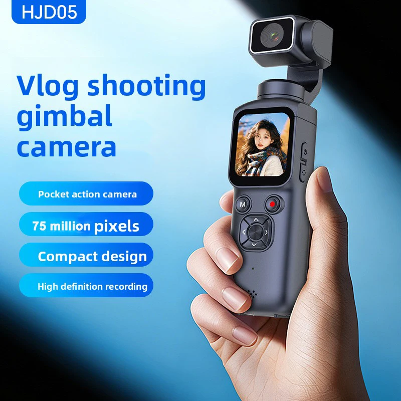 75MP HD Handheld Sport Camera 1.72'' Touch Screen 16MP Portable Mini Pocket Camcorder Rotating AI Face Tracking Action Camera