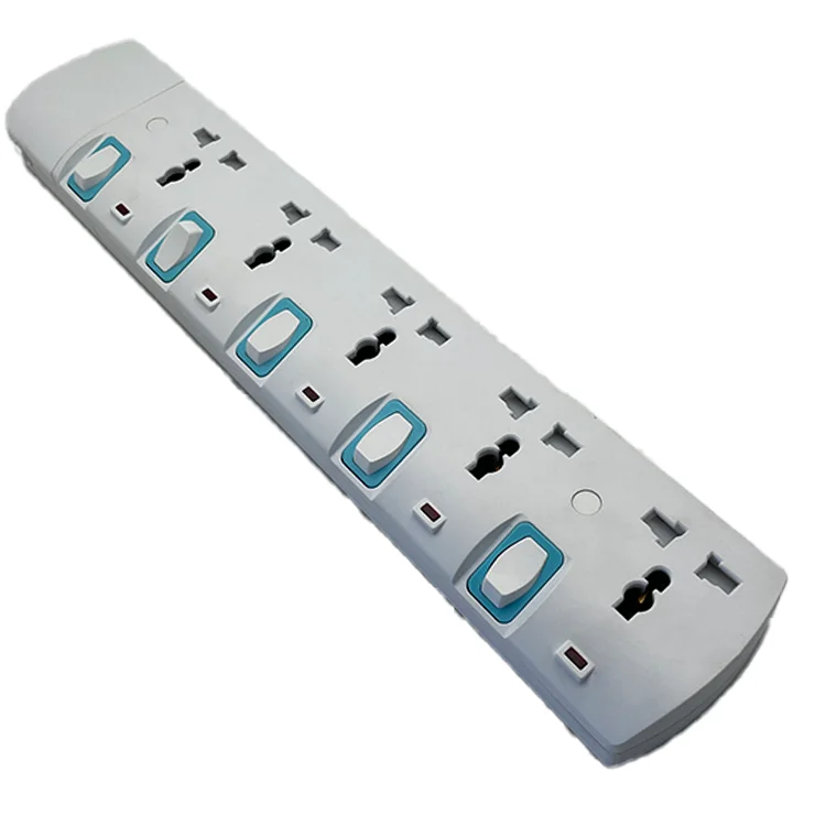 New Design Multi-switch 5-Pin Universal Socket Travel 15A/16A Power Strip Surge Protector Extension Socket