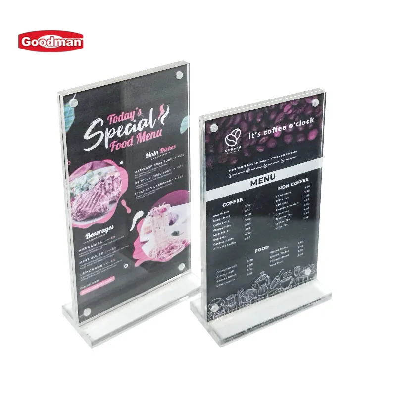 Multiple size rotating  style plastic acrylic menu sign holder restaurant table menu holder details