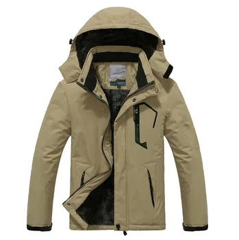 Custom Windbreaker Windproof Fleece Thick Embroidery Patchwork Winter Warm Parka Detachable Hooded Men's Jackets for Hiking