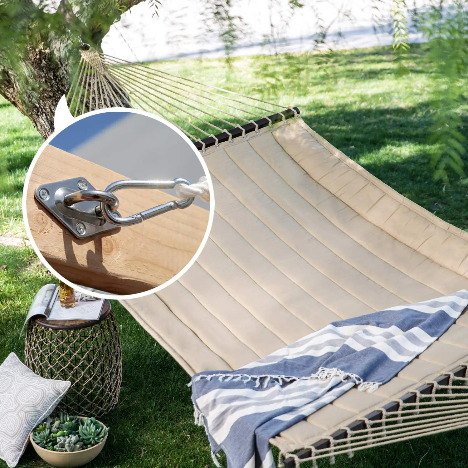 Stainless Steel Accessary Hammock Hooks Heavy Duty with Screw Bolts M8 1000 Lbs Capacity Use for Hammock Chairs