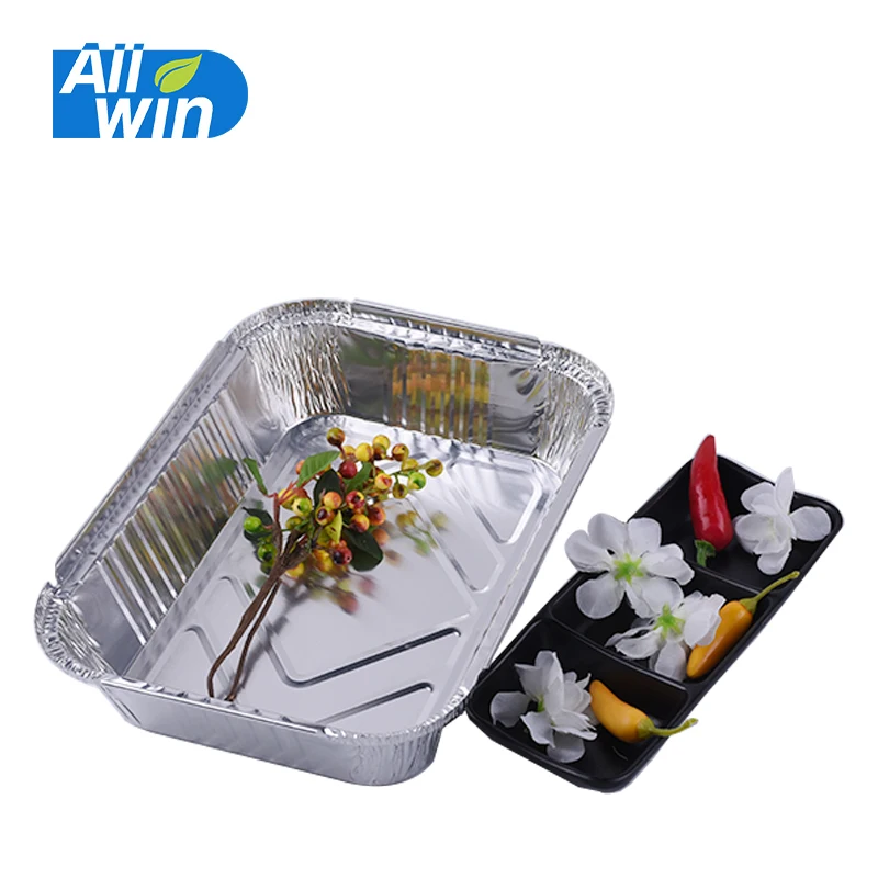 1750 мл OEM логотип, алюминиевая фольга для упаковки продуктов, одноразовый небольшой контейнер-поднос из фольги