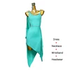 Abito verde+collana+braccialetto+copricapo