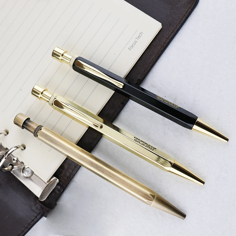 Gemfully Luxury Hexagonal Design Retro Solid Brass Pen Click Metal