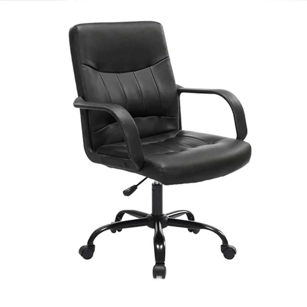 Small Home Office Chair With Wheels Pu Leather Mid Back Task Chair ...