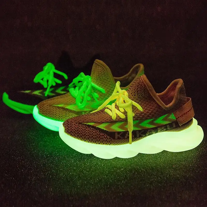 Вязаная детская обувь, светящаяся в темноте обувь, детские кроссовки для девочек, детская обувь