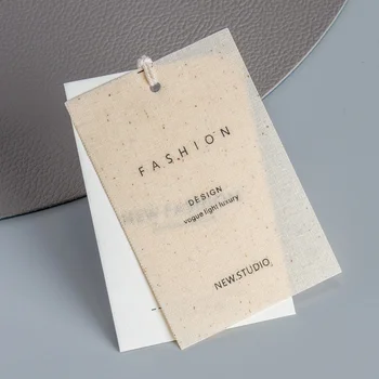 Eco-friendly custom tag cotton rope fashion paper garment label engraving logo clothing shoes jewelry bag hat