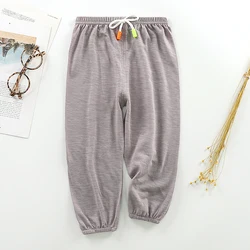 Детские хлопковые Пижамные штаны детские от комаров шаровары для мальчиков и девочек домашняя