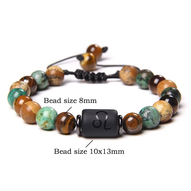 New Design Natural Stone Braided 12 Zodiac Signs Agate Beads Macrame ...