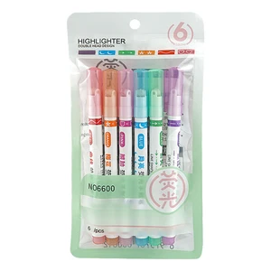 H25 Custom 6-Color Quick Printing Highlighters Oblique Brush Tip Roller School Supply Stationery