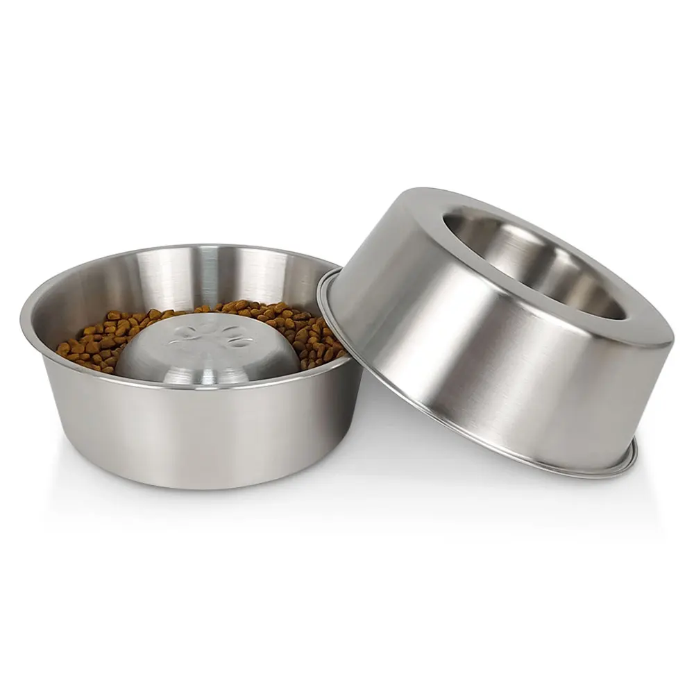 IKITCHEN Dog Bowl for Food and Water, 64 Oz Stainless Steel Pet Feeding Bowl,  Durable Non