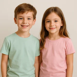 Wholesale Kids Plain T-Shirts Unisex Cotton Short Sleeve Crew Neck Basic T Shirts for Girls and Boys