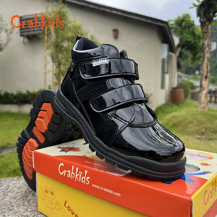 Crabkids Black Rubber Shoes for School Durable Stylish